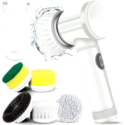 5In1 Brush Electric Spin Scrubber Bathroom Cleaning Brush Power Scrubber with 5 Replaceable Brush Heads Electric Cleaning Brush