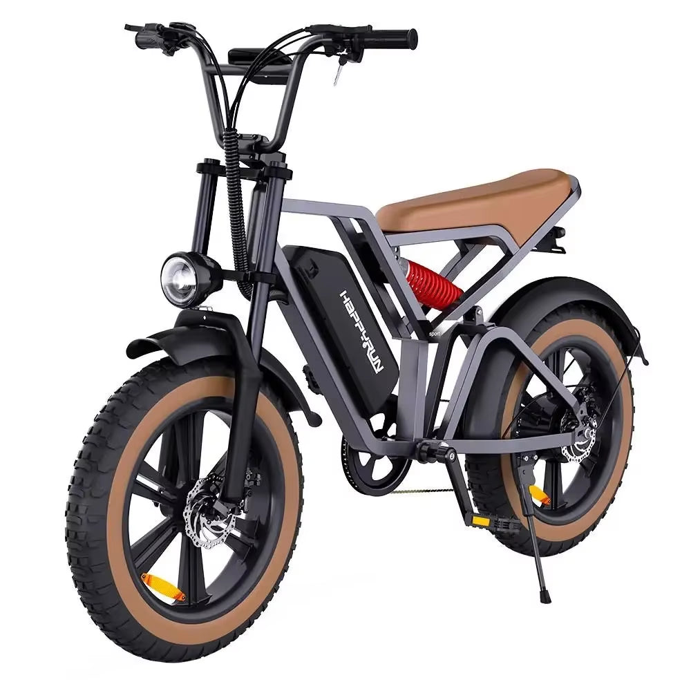 HAPPYRUN G60 Electric Bike 20 Inch Fat Tire E-Bike 48V 750W Brushless Motor 48V 18Ah Removable Battery 25Km/H Max Speed Bicycle